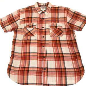 Levis Copper Plaid Pocket Button Up Shirt XL Extra Large Western Style Pockets